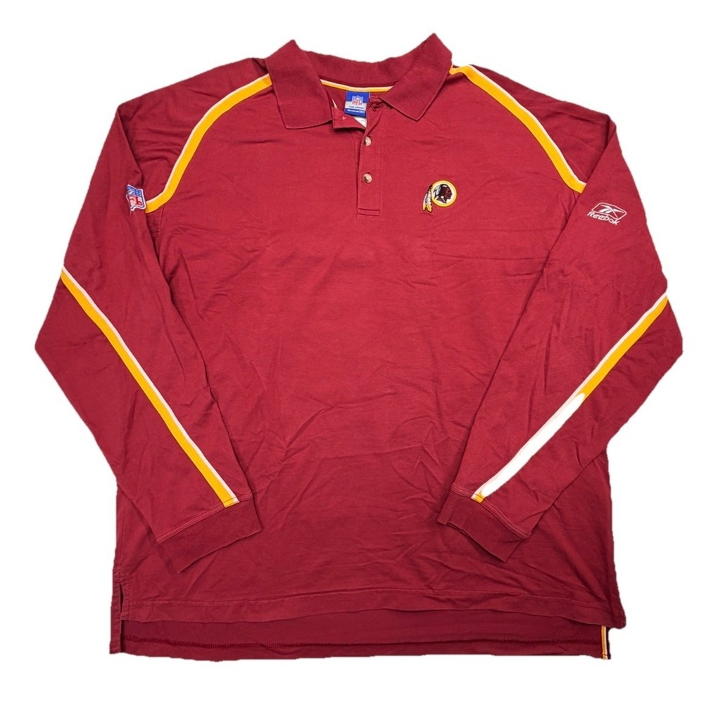 Reebok Washington Redskins‎ NFL Team Apparel Polo Shirt 2XL Burgundy LS